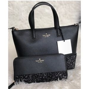 Kate Spade Black Ina Greta court purse wallet set